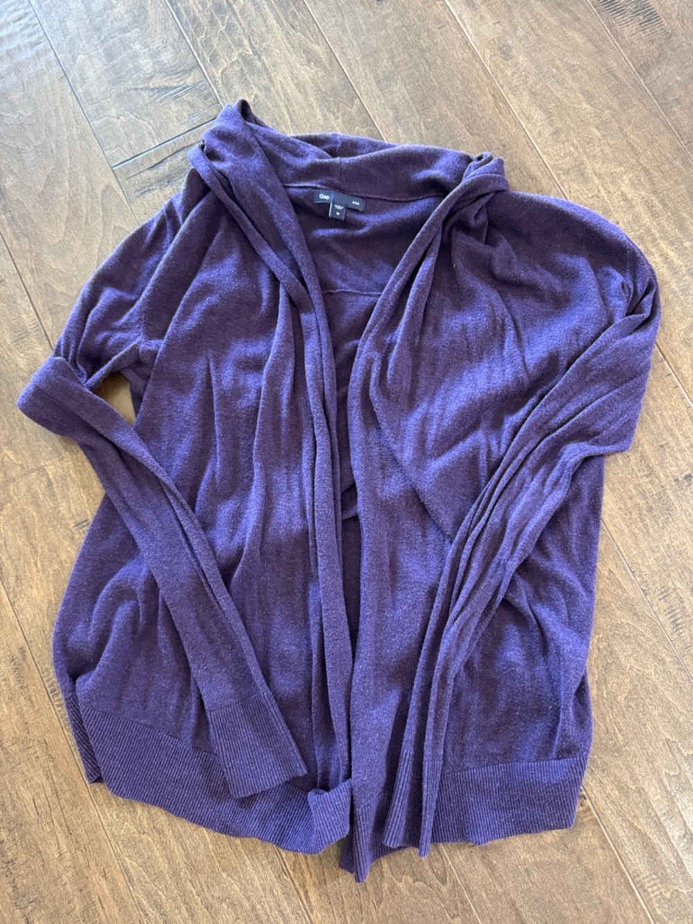 GAP Hooded Open-Front Cardigan in Purple
